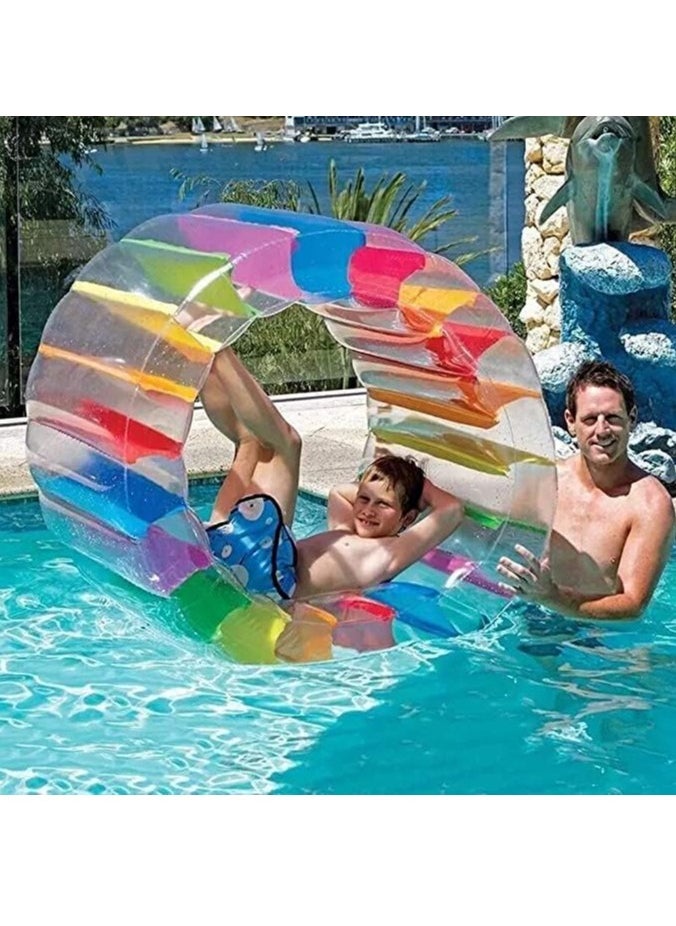 Generic - Inflatable Water Wheel Roller Float 100cm Colorful Water Wheel Float Inflatable Rolling Wheel for Children Swimming Pools Lakes Beaches Lawns Summer Parties Fun for Kids School Gift - Image 1