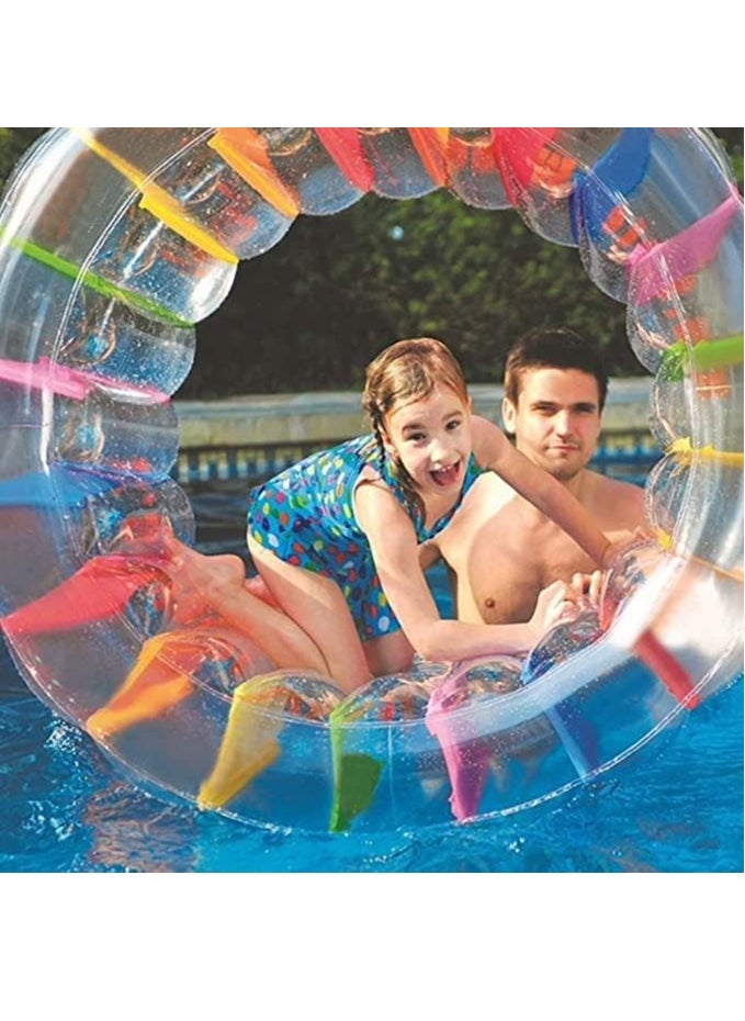 Generic - Inflatable Water Wheel Roller Float 100cm Colorful Water Wheel Float Inflatable Rolling Wheel for Children Swimming Pools Lakes Beaches Lawns Summer Parties Fun for Kids School Gift - Image 1