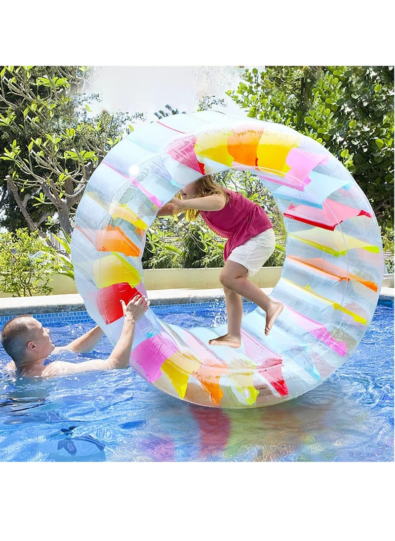 Generic - Inflatable Water Wheel Roller Float 100cm Colorful Water Wheel Float Inflatable Rolling Wheel for Children Swimming Pools Lakes Beaches Lawns Summer Parties Fun for Kids School Gift - Image 1
