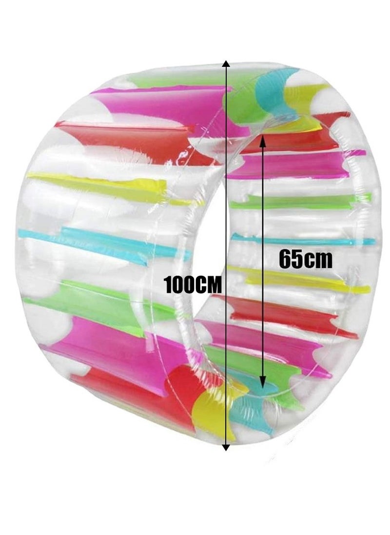 Generic - Inflatable Water Wheel Roller Float 100cm Colorful Water Wheel Float Inflatable Rolling Wheel for Children Swimming Pools Lakes Beaches Lawns Summer Parties Fun for Kids School Gift - Image 1