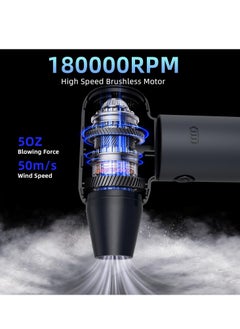 KASTWAVE Compressed Air Duster for Deep Cleaning, 180000RPM Jet Dryer Blower, 3 Gear Adjustable Portable Electric Air Duster, No Canned Air Duster-Replace Compressed Air Can, Jet Fan for Car, Computer Clean  - Image 4