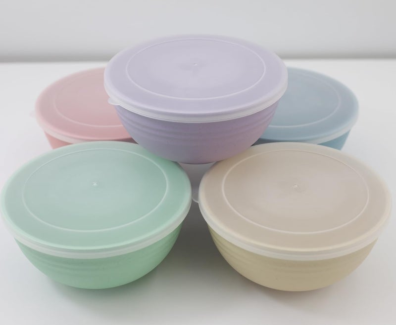falichchch 5 Pack Unbreakable Wheat Straw Bowls with Lid, 26 OZ Cereal Bowls for Kitchen, Dishwasher Safe Soup and Salad Bowls, Reusable microwave bowl for Ice Cream,Snack and Fruits - Image 4