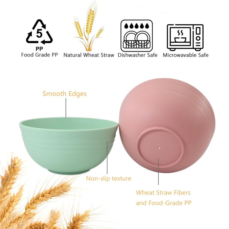 falichchch 5 Pack Unbreakable Wheat Straw Bowls with Lid, 26 OZ Cereal Bowls for Kitchen, Dishwasher Safe Soup and Salad Bowls, Reusable microwave bowl for Ice Cream,Snack and Fruits - Image 3