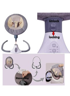 Gonice Baby Electric Rocking Chair With Remote Control And Mosquito Net - Grey  - Image 3