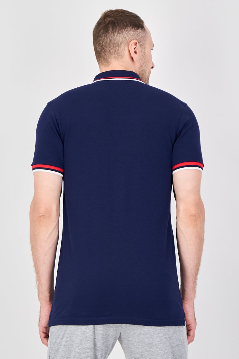 FILA Men Sportswear Fit Short Sleeve Outdoor Polo Shirt, Navy - Image 3