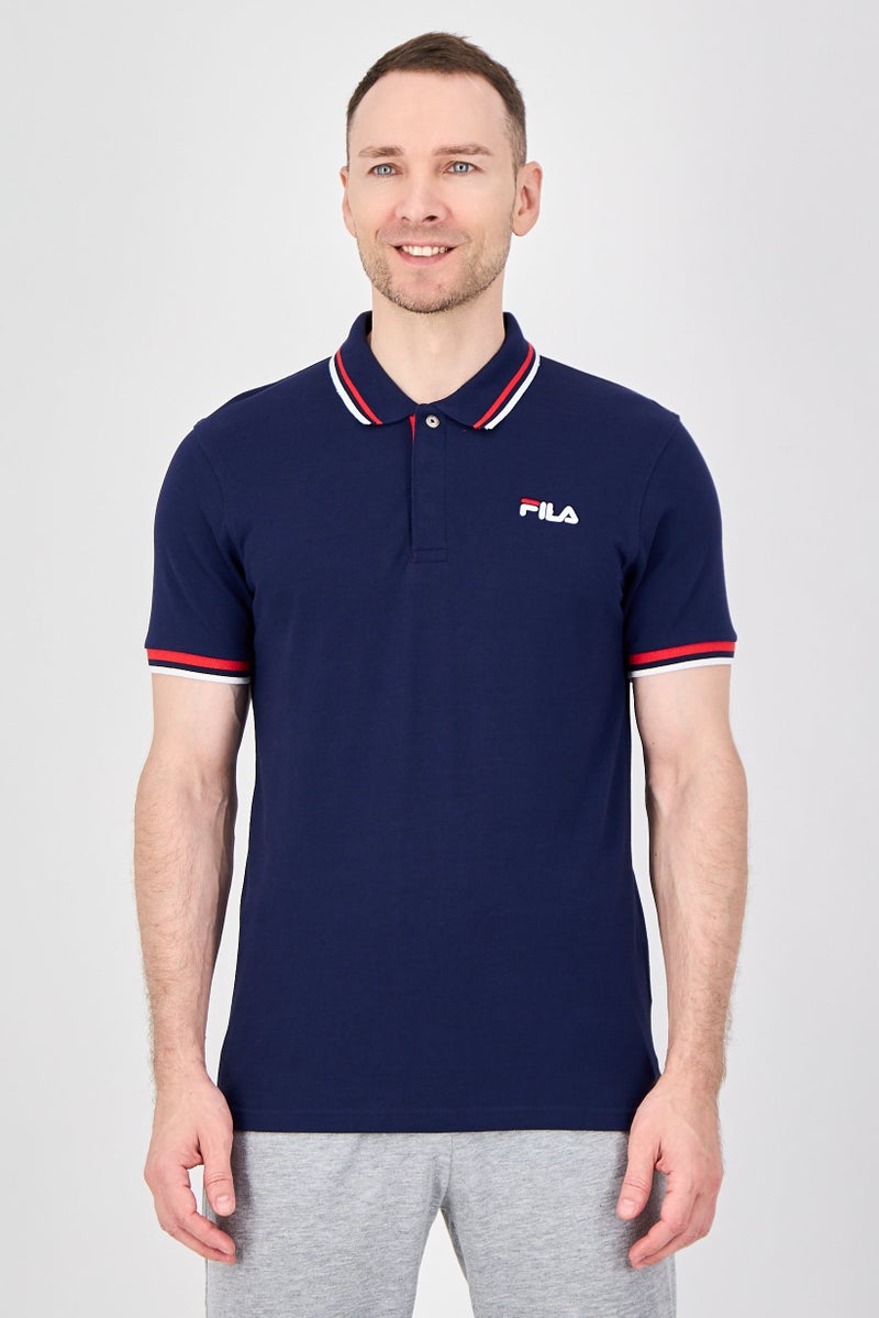 FILA Men Sportswear Fit Short Sleeve Outdoor Polo Shirt, Navy - Image 1
