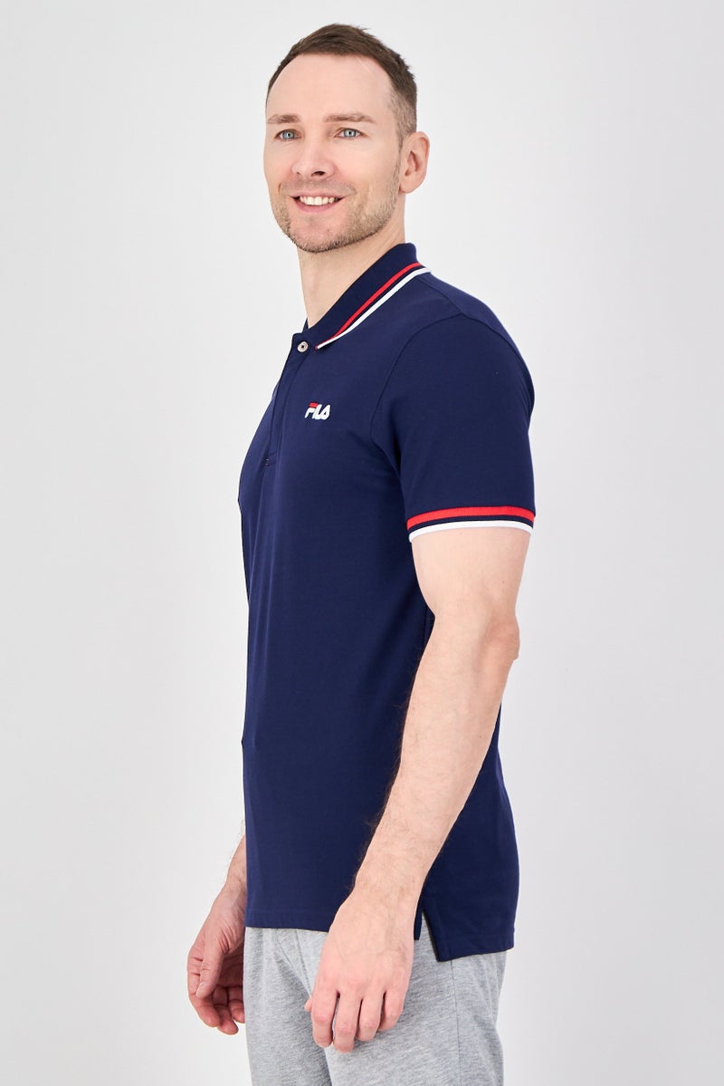 FILA Men Sportswear Fit Short Sleeve Outdoor Polo Shirt, Navy - Image 2