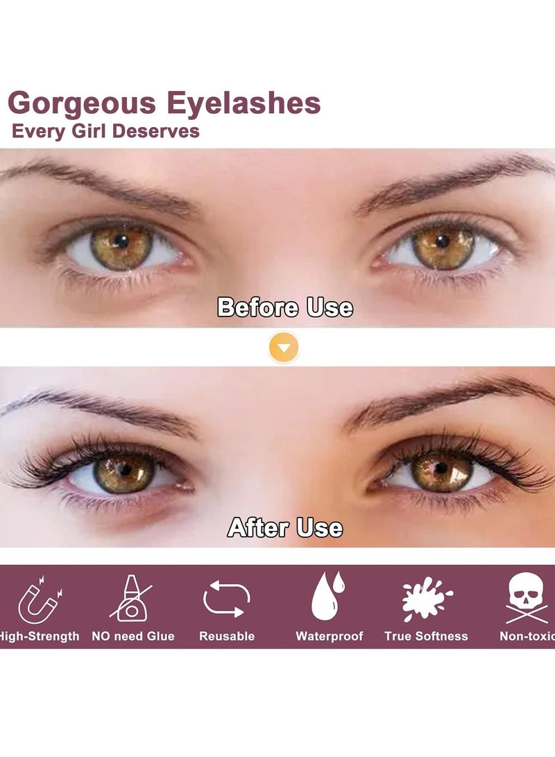 Excefore False Eyelashes, 3 Styles Reusable Self Adhesive Eyelashes, No Eyeliner or Glue Needed, Stable False Lashes Natural Look, Stable and Easy to Put On, with Tweezers for Women Girls Gift - Image 2