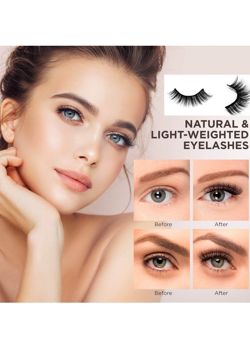 Excefore False Eyelashes, 3 Styles Reusable Self Adhesive Eyelashes, No Eyeliner or Glue Needed, Stable False Lashes Natural Look, Stable and Easy to Put On, with Tweezers for Women Girls Gift - Image 3