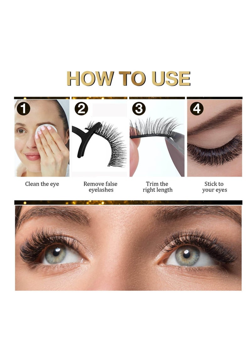 Excefore False Eyelashes, 3 Styles Reusable Self Adhesive Eyelashes, No Eyeliner or Glue Needed, Stable False Lashes Natural Look, Stable and Easy to Put On, with Tweezers for Women Girls Gift - Image 5