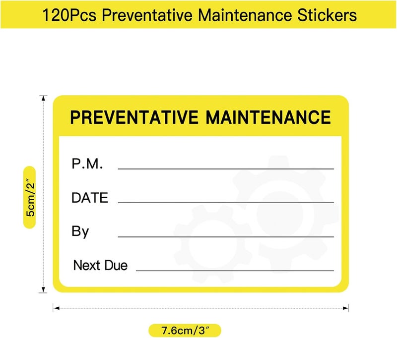 TESWEY 120PCS Preventative Maintenance Stickers, Service Tags Labels for Equipment,3x2 Inch Self-Adhesive Maintenance Stickers(Yellow) - Image 2