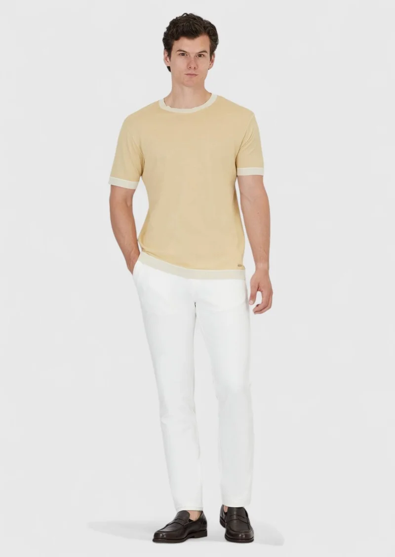 RAMSEY Saffron Plain Crew Neck 100% Cotton T-Shirt