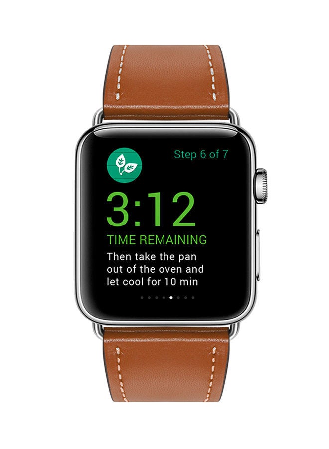 NIBEMINENT Replacement Band For Apple Watch 44 mm Brown - Image 1