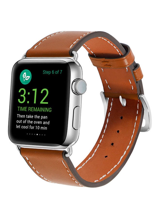 NIBEMINENT Replacement Band For Apple Watch 44 mm Brown - Image 3