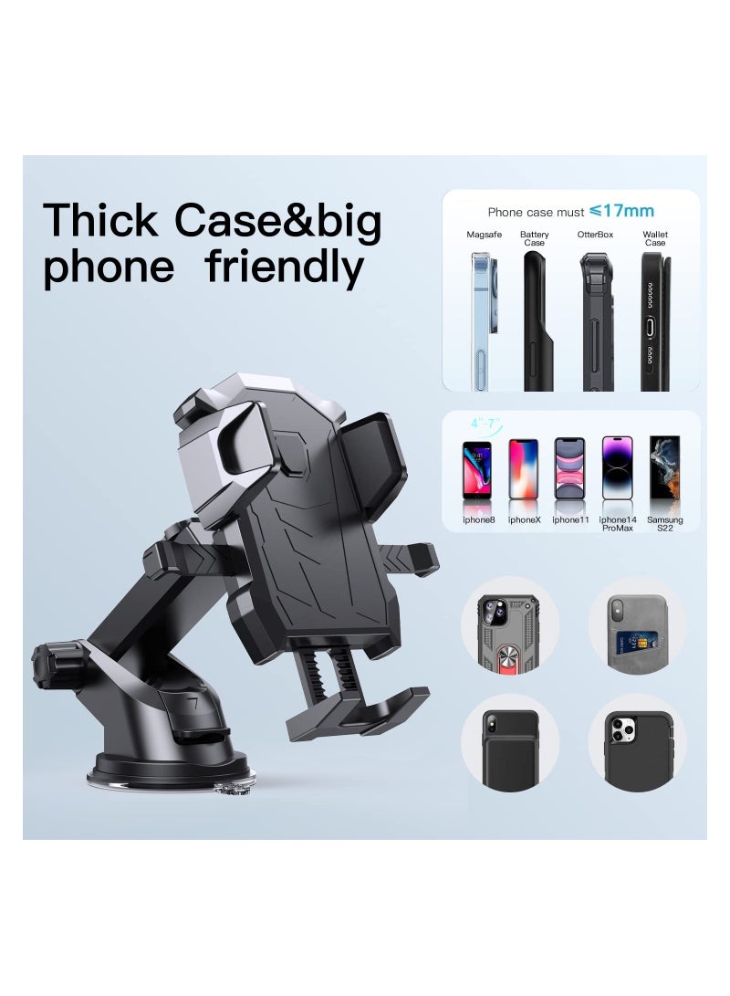 SYOSI Dashboard Windshield Car Phone Mount, Super Suction Cup Phone Mount [Military-Grade Suction] Universal Car Phone Holder Hands Free Dashboard Phone Mount for iPhone Samsung & Other Cellphone - Image 2