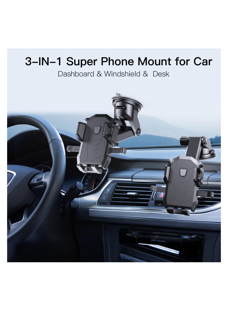 SYOSI Dashboard Windshield Car Phone Mount, Super Suction Cup Phone Mount [Military-Grade Suction] Universal Car Phone Holder Hands Free Dashboard Phone Mount for iPhone Samsung & Other Cellphone - Image 5