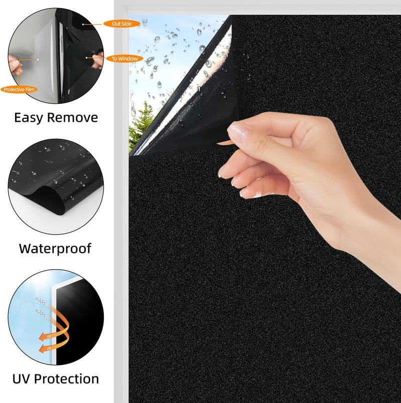 KAPIX Window Privacy Film, Glass Tint/UV Blocking/Heat Control/Reflective Mirror Glass Film for Home & Office- Window Glass Sticker || (Total Blackout, 20 x 58 Inch, 8.06 ft²) - Image 3