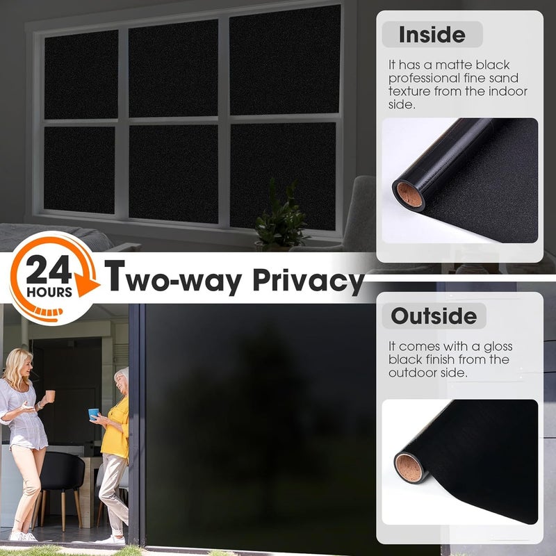 KAPIX Window Privacy Film, Glass Tint/UV Blocking/Heat Control/Reflective Mirror Glass Film for Home & Office- Window Glass Sticker || (Total Blackout, 20 x 58 Inch, 8.06 ft²) - Image 4