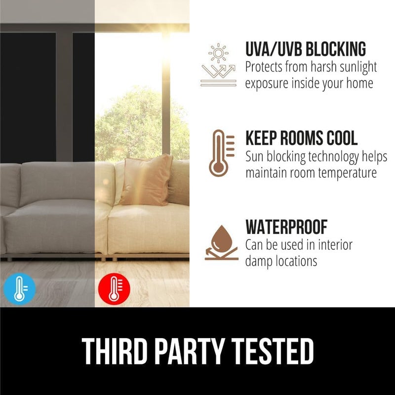 KAPIX Window Privacy Film, Glass Tint/UV Blocking/Heat Control/Reflective Mirror Glass Film for Home & Office- Window Glass Sticker || (Total Blackout, 20 x 58 Inch, 8.06 ft²) - Image 2