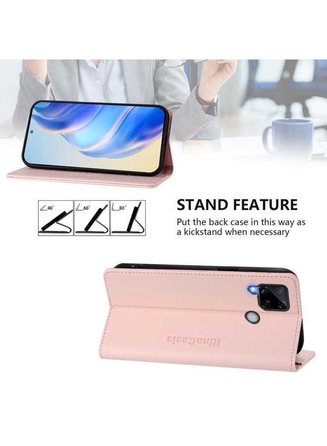 S-TOP Case For Realme C25 / C15 / C12 / C25s RC01 Dual-Folded Magnetic Suction RFID Leather Phone Case - Image 4