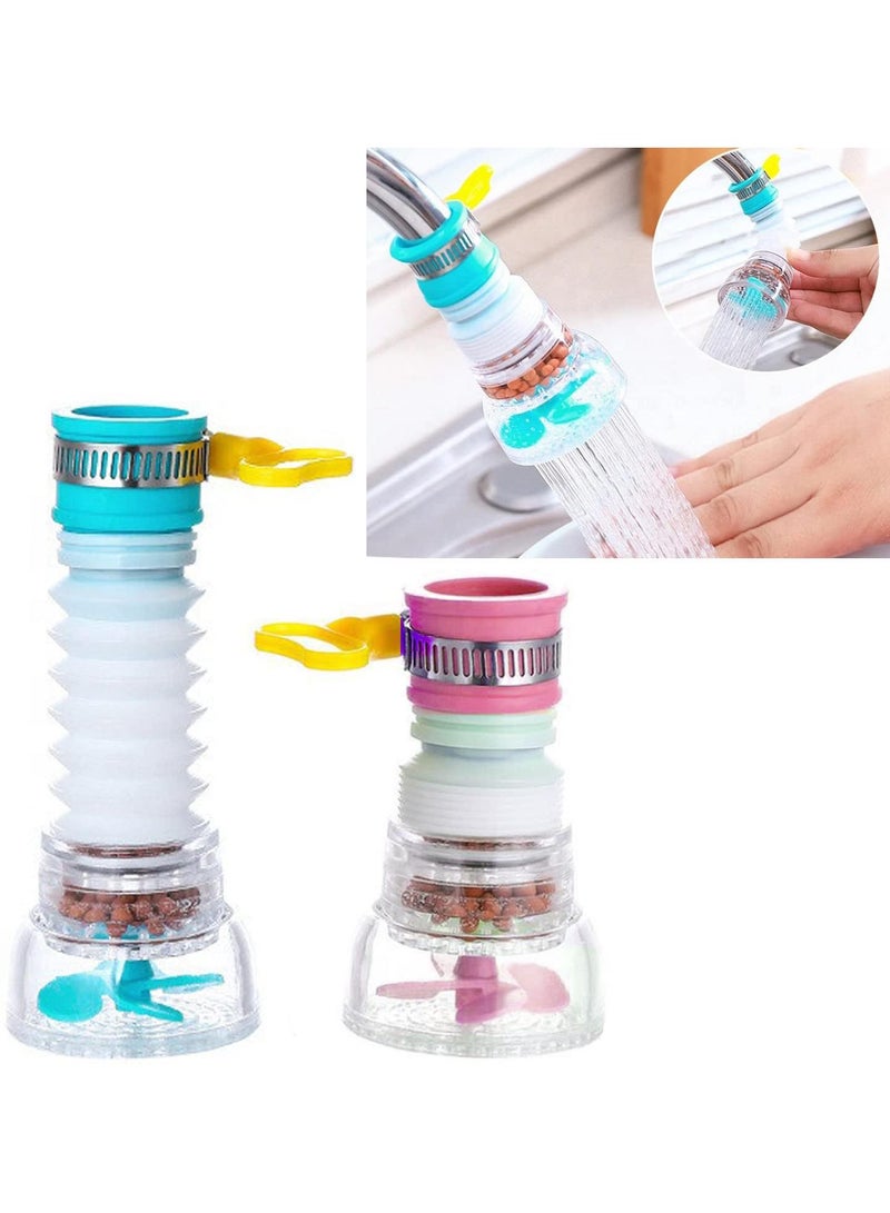Sweet seven 2Pcs Faucet Extender - Kitchen Water Saving Sprayer, 720° Rotating Telescopic Splash Head, Universal Bathroom Sink Tap Attachment - Image 1