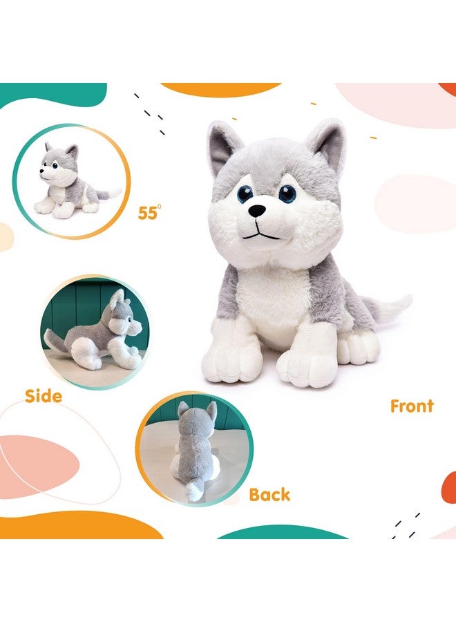 Webby Plush Husky Dog Stuffed Animal Puppy Soft Toy, Adorable Gifts For Kids And Adult, Glitter Eyes Soft Toy, 35Cm (Grey) - Image 3