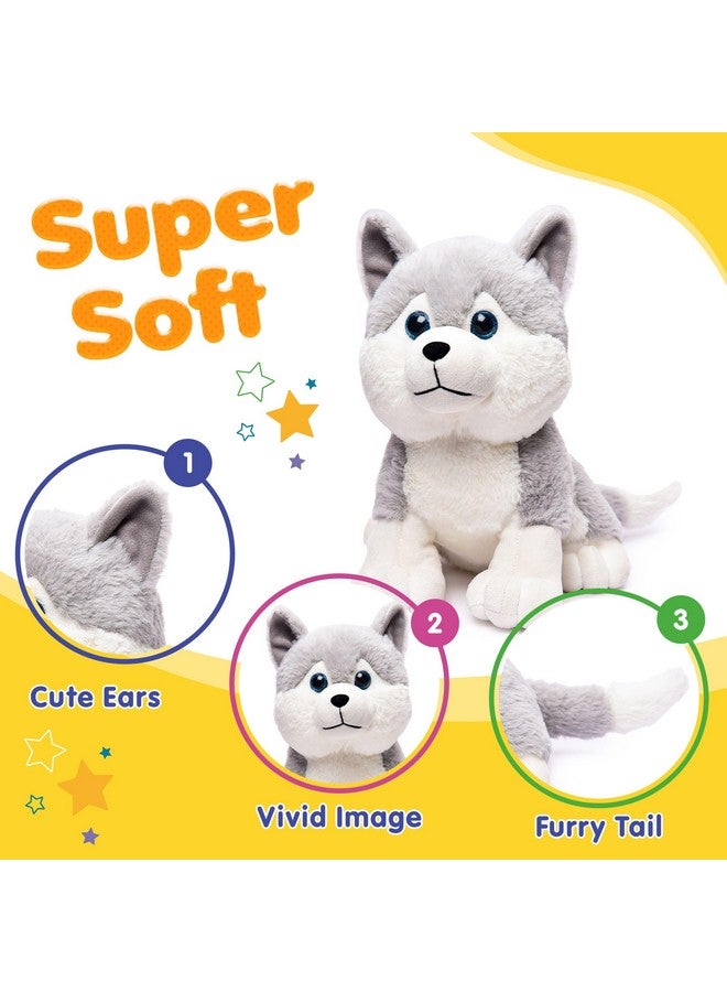 Webby Plush Husky Dog Stuffed Animal Puppy Soft Toy, Adorable Gifts For Kids And Adult, Glitter Eyes Soft Toy, 35Cm (Grey) - Image 2
