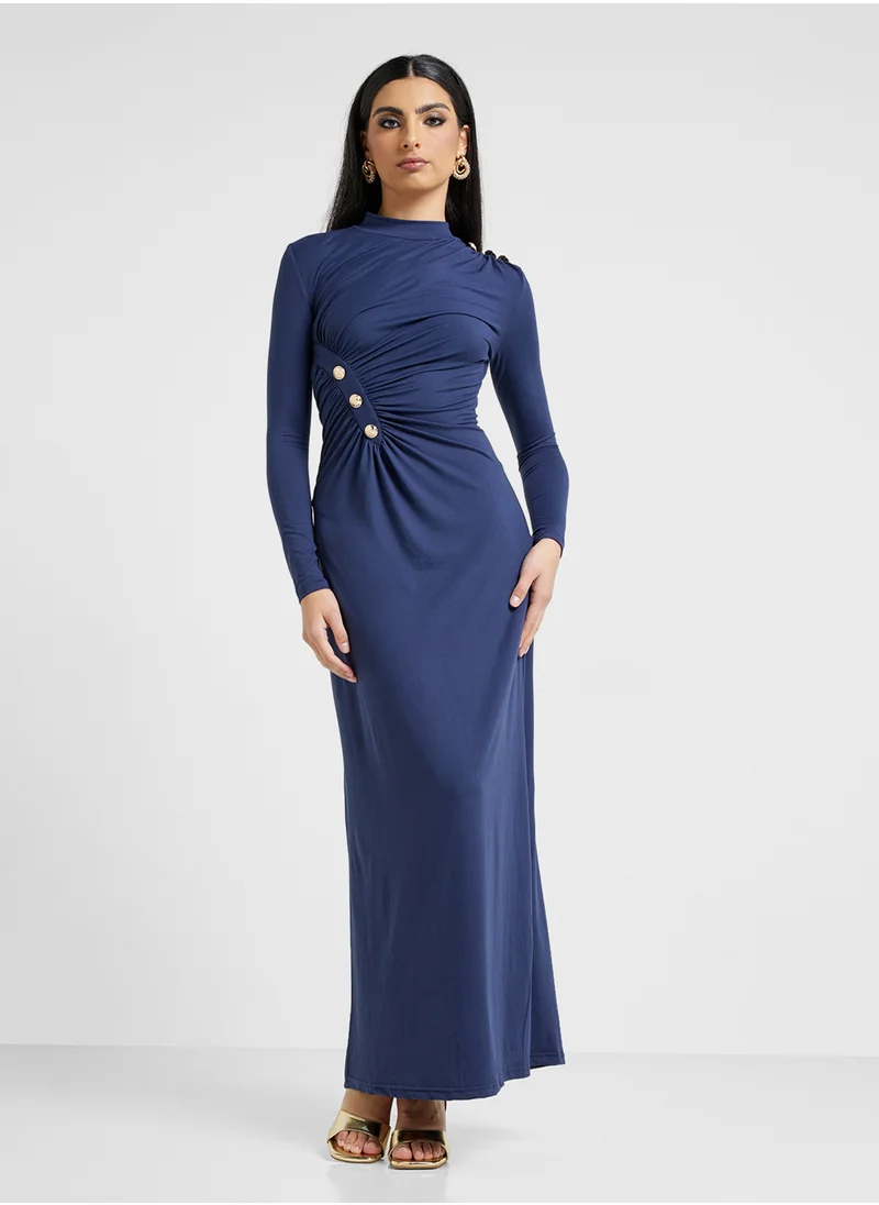 Khizana Shift Dress With Ruched Waist