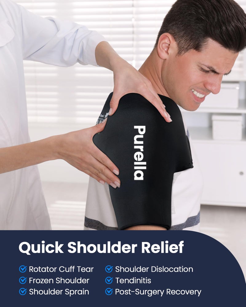 Purella Shoulder Ice Pack Rotator Cuff Cold Therapy, Gel Ice Packs for Injuries Reusable with Long-Lasting Cooling, Thickened Ice Pack for Shoulder, Hot and Cold Pack for Pain Relief, Surgery Recovery Gifts - Image 3