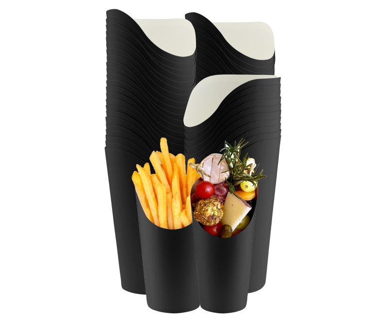 Green Direct Disposable Paper Black French Fry Holder Charcuterie Cups Pack of 50 Appetizer Cups