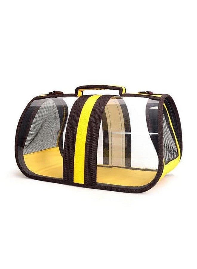 Emily Pets Transparent Cat Carrier Pet Handbag Travel See-Through Design Breathable Shoulder Bag For Cats And Puppies (Small, Yellow)  - Image 1