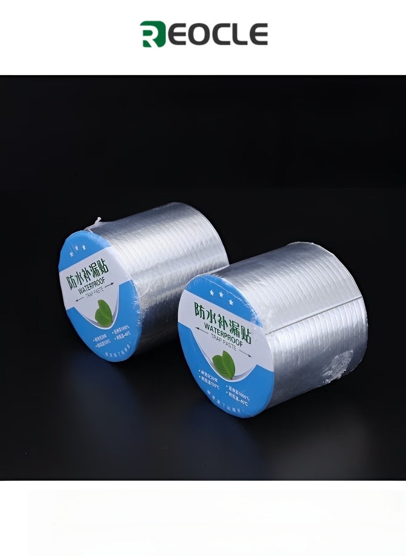 REOCLE 2pcs 15*500cm Roof Crack Self-adhesive Waterproofing Membrane Color Steel Tile Strong Waterproof Leak Repair Material High Temperature Resistant Butyl Waterproof Tape  - Image 1