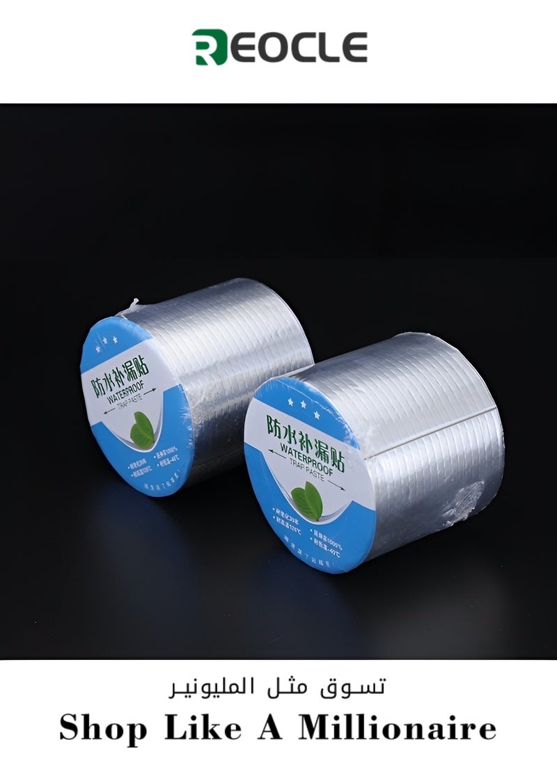 REOCLE - 2pcs 15*500cm Roof Crack Self-adhesive Waterproofing Membrane Color Steel Tile Strong Waterproof Leak Repair Material High Temperature Resistant Butyl Waterproof Tape - Image 1