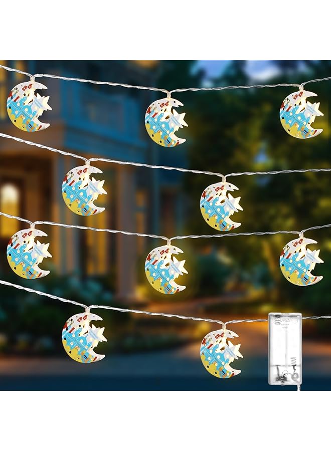 The Bros 1.5M/4.9FT 10 LEDS Eid Decorations Star String Lights, Diwali Mubarak Ramadan Moon Star Lantern Lamp Battery Operated Islamic Moon Lights, Eid Ramadan Decor for Home and Outdoor - Image 1