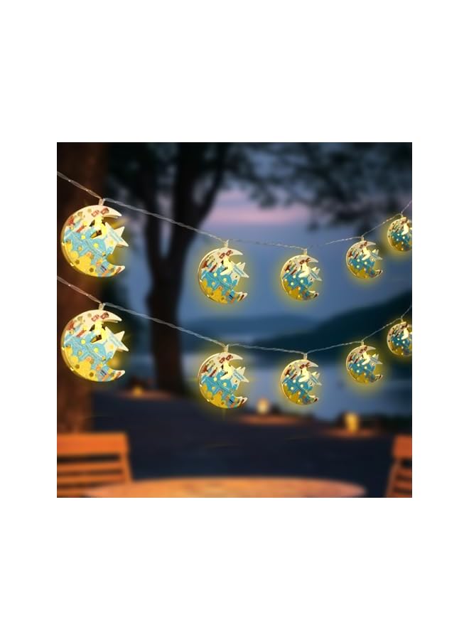 The Bros 1.5M/4.9FT 10 LEDS Eid Decorations Star String Lights, Diwali Mubarak Ramadan Moon Star Lantern Lamp Battery Operated Islamic Moon Lights, Eid Ramadan Decor for Home and Outdoor - Image 4