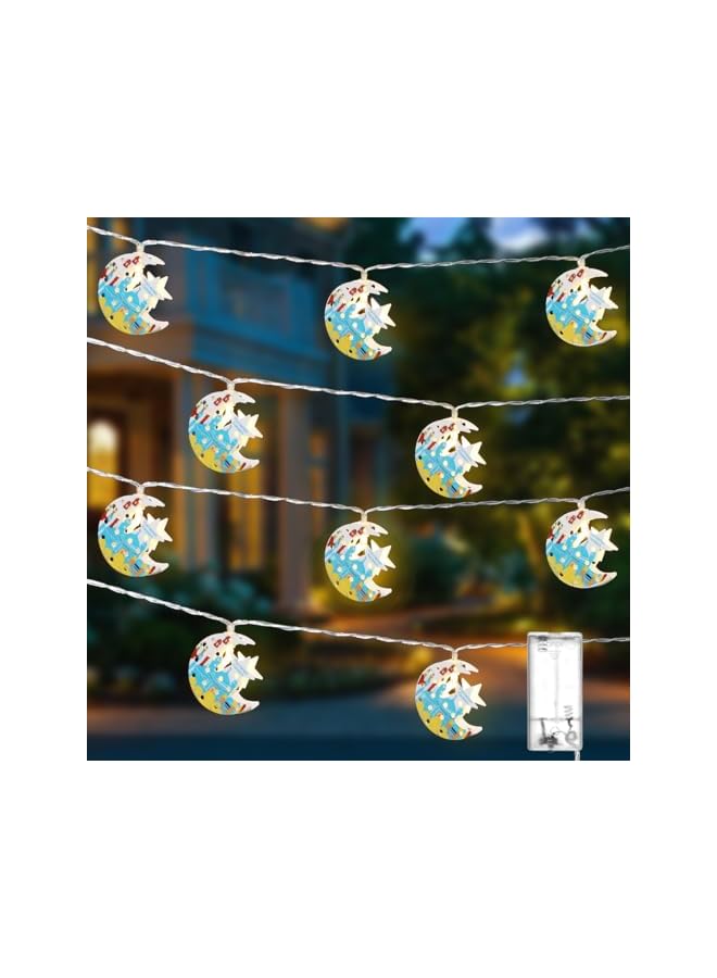 The Bros 1.5M/4.9FT 10 LEDS Eid Decorations Star String Lights, Diwali Mubarak Ramadan Moon Star Lantern Lamp Battery Operated Islamic Moon Lights, Eid Ramadan Decor for Home and Outdoor - Image 2