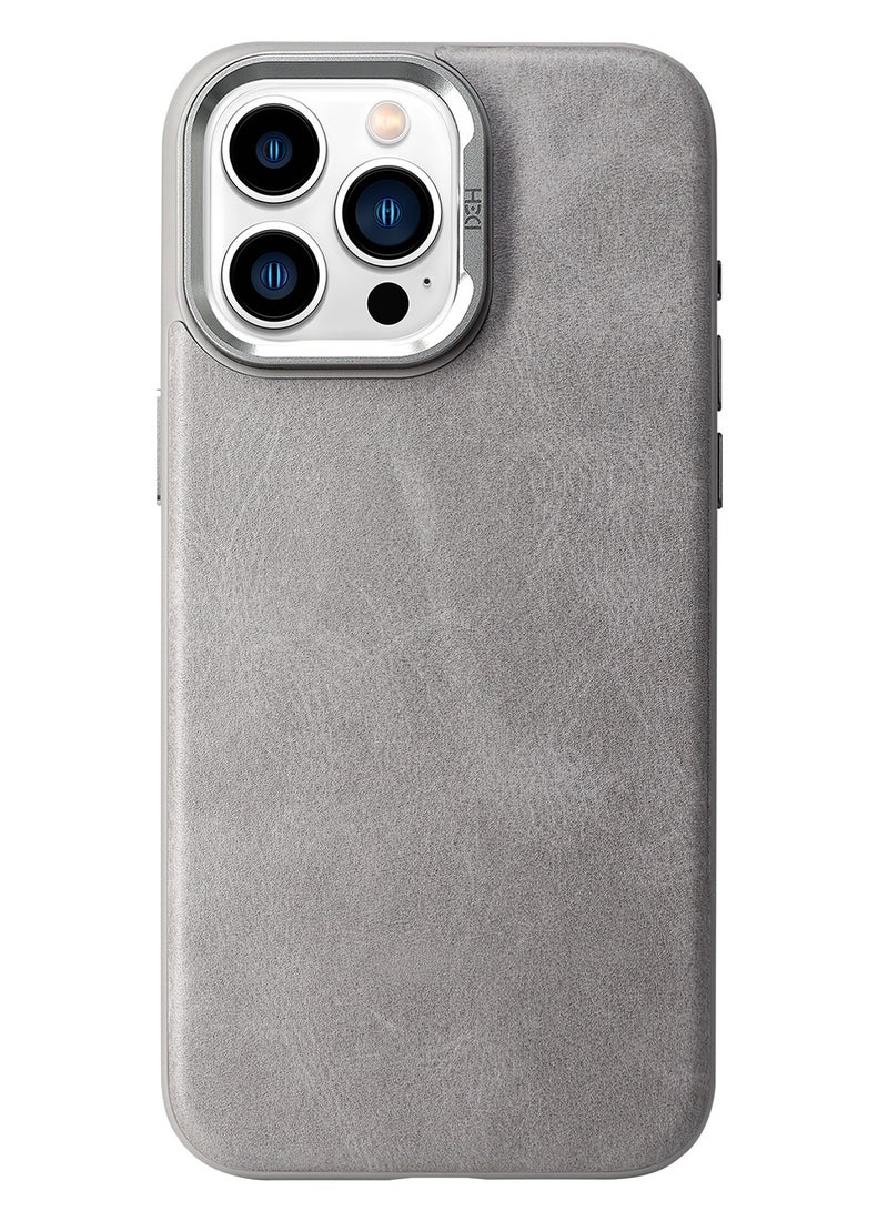 أتش دي دي حافظة جلدية فاخرة من Hdd متوافقة مع MagSafe لجهاز iPhone 16 Pro Max (رمادى) - Image 1