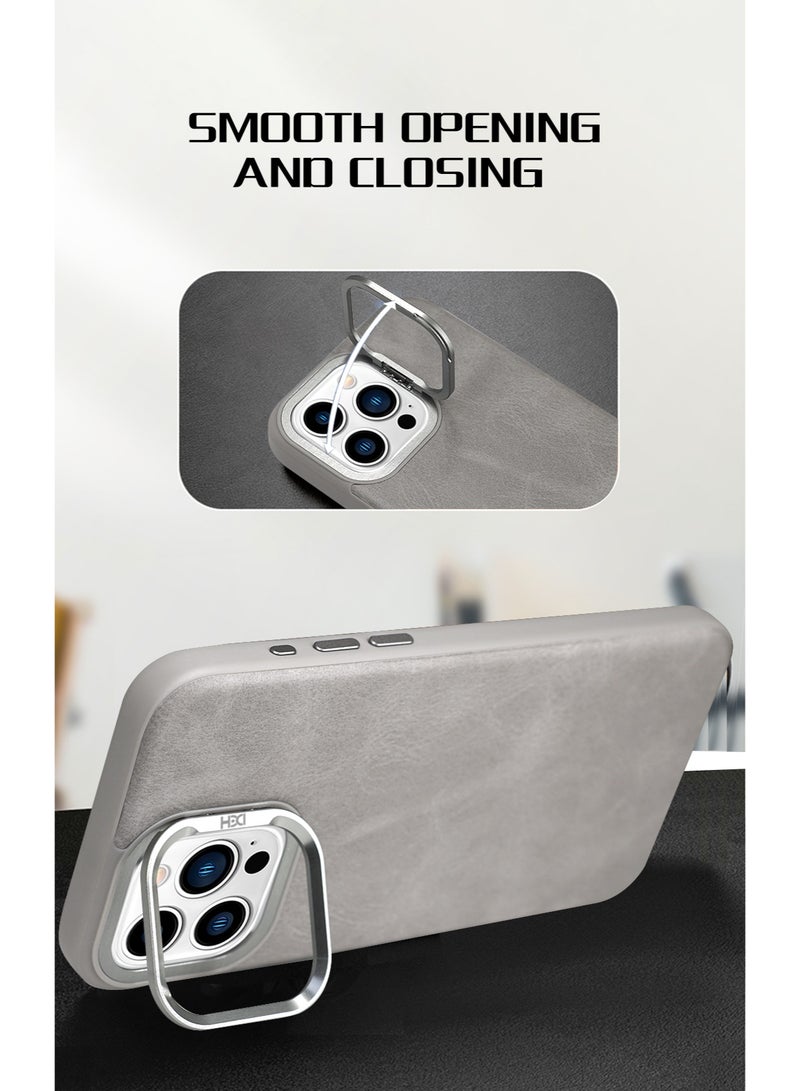 أتش دي دي حافظة جلدية فاخرة من Hdd متوافقة مع MagSafe لجهاز iPhone 16 Pro Max (رمادى) - Image 4
