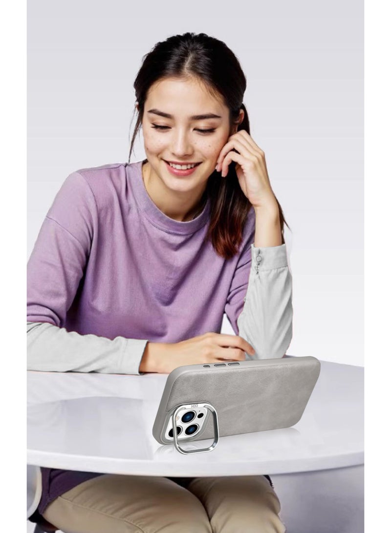 أتش دي دي حافظة جلدية فاخرة من Hdd متوافقة مع MagSafe لجهاز iPhone 16 Pro Max (رمادى) - Image 2