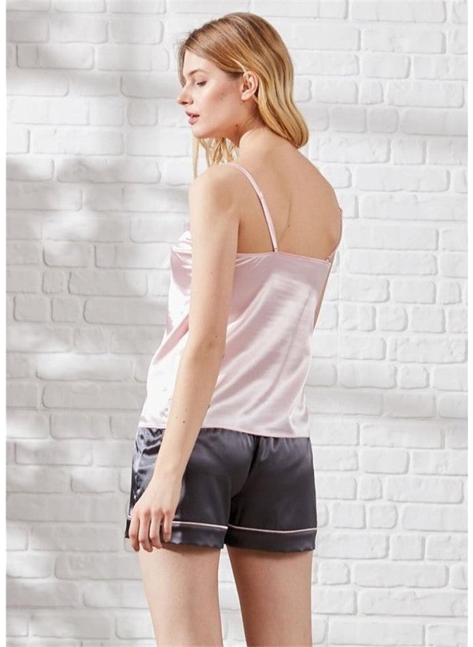 Magic Form 17236 Satin Lace Shorts Set Pajamas - Anthracite  - Image 3