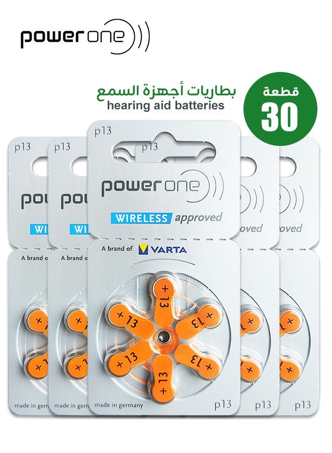 باور ون بطارية سماعة الأذن الطبية P13 خالية من الزئبق، تحتوي على 30 بطارية - Image 1