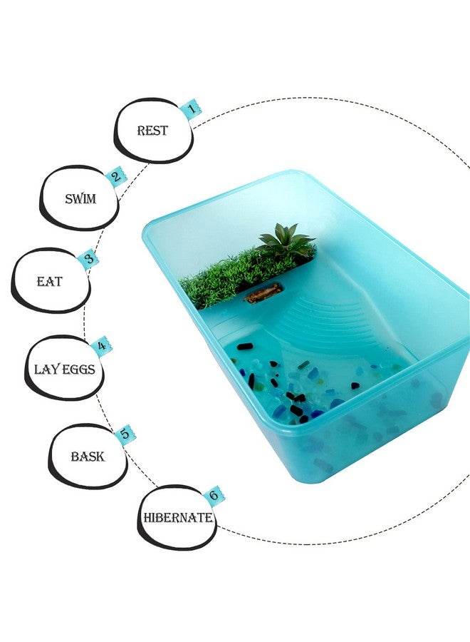 kathson Turtle Tank Aquarium, Turtle Habitat Reptile Plastic Terrarium Safe Durable, Turtle Tank with Lid Prevent Tortoise from Climbing Escaping (Small) - Image 3