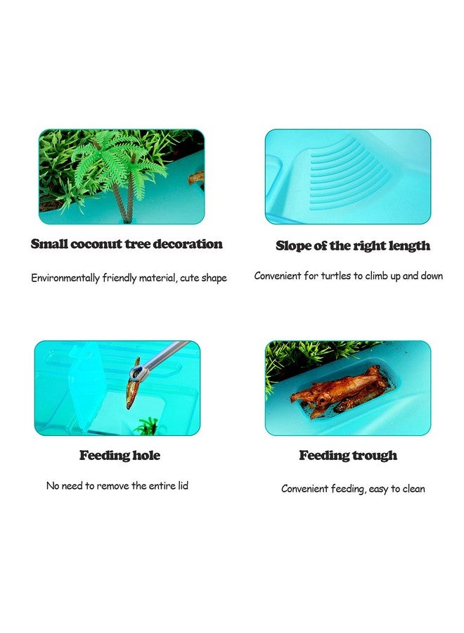 kathson Turtle Tank Aquarium, Turtle Habitat Reptile Plastic Terrarium Safe Durable, Turtle Tank with Lid Prevent Tortoise from Climbing Escaping (Small) - Image 4