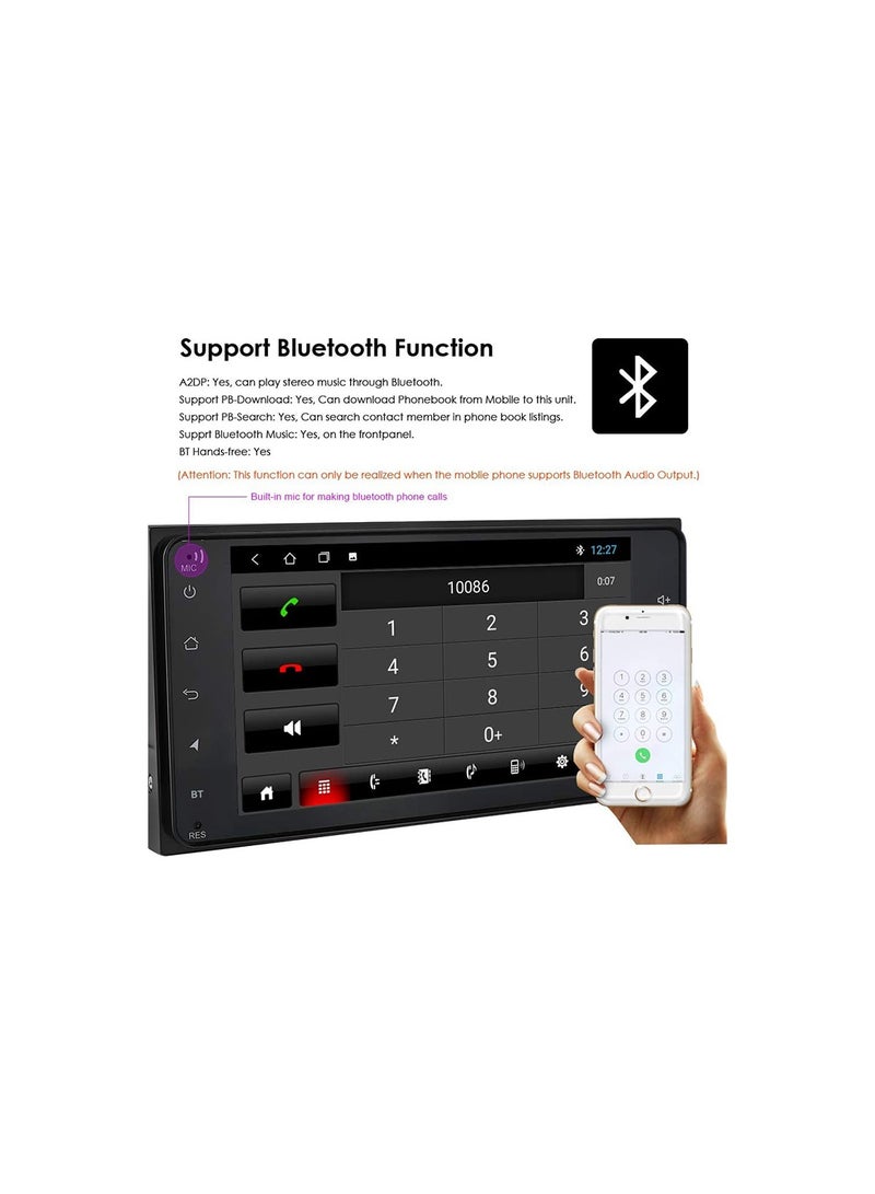 مستر سمارت جهاز ستيريو سيارة MB-412 بنظام أندرويد مع بلوتوث، شاشة لمس 7 بوصة، راديو سيارة مزدوج DIN، مكالمات بدون استخدام اليدين، بث موسيقى، نظام ملاحة GPS، منفذ USB، منفذ AUX - Image 2