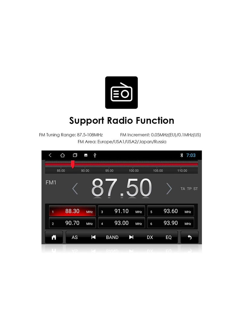 مستر سمارت جهاز ستيريو سيارة MB-412 بنظام أندرويد مع بلوتوث، شاشة لمس 7 بوصة، راديو سيارة مزدوج DIN، مكالمات بدون استخدام اليدين، بث موسيقى، نظام ملاحة GPS، منفذ USB، منفذ AUX - Image 4