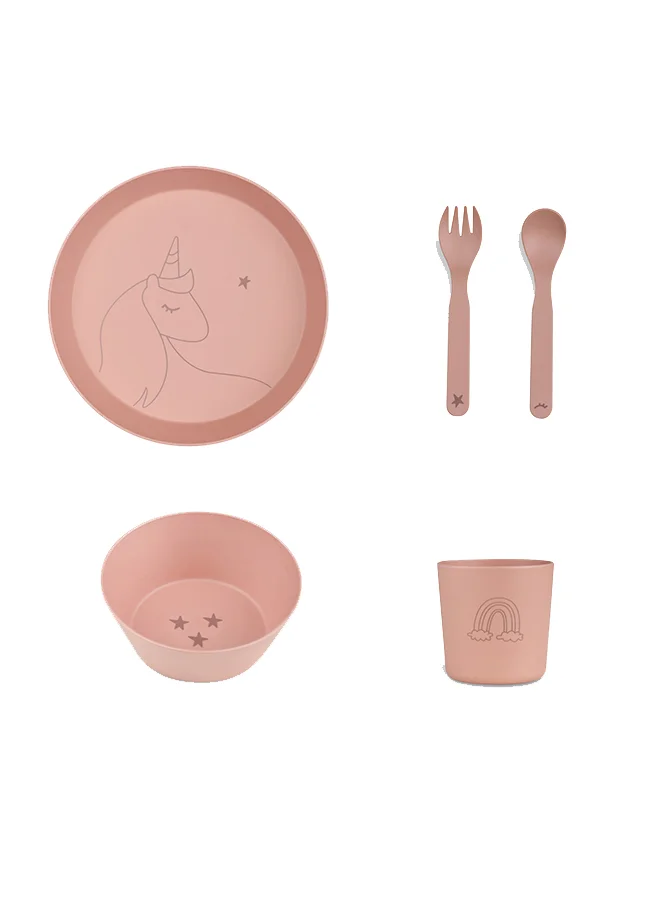 Citron Unbreakable Tableware Set, 100% Organic, Reusable, Biodegradable, Environment Friendly, And Unbreakable - Unicorn Blush Pink