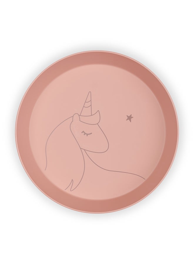 سترون طقم أطباق غير قابل للكسر، عضوي 100%، قابل لإعادة الاستخدام، قابل للتحلل، صديق للبيئة - يونيكورن بلش بينك - Image 5