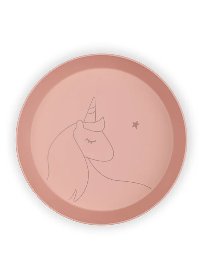 سترون Unbreakable Tableware Set, 100% Organic, Reusable, Biodegradable, Environment Friendly, And Unbreakable - Unicorn Blush Pink