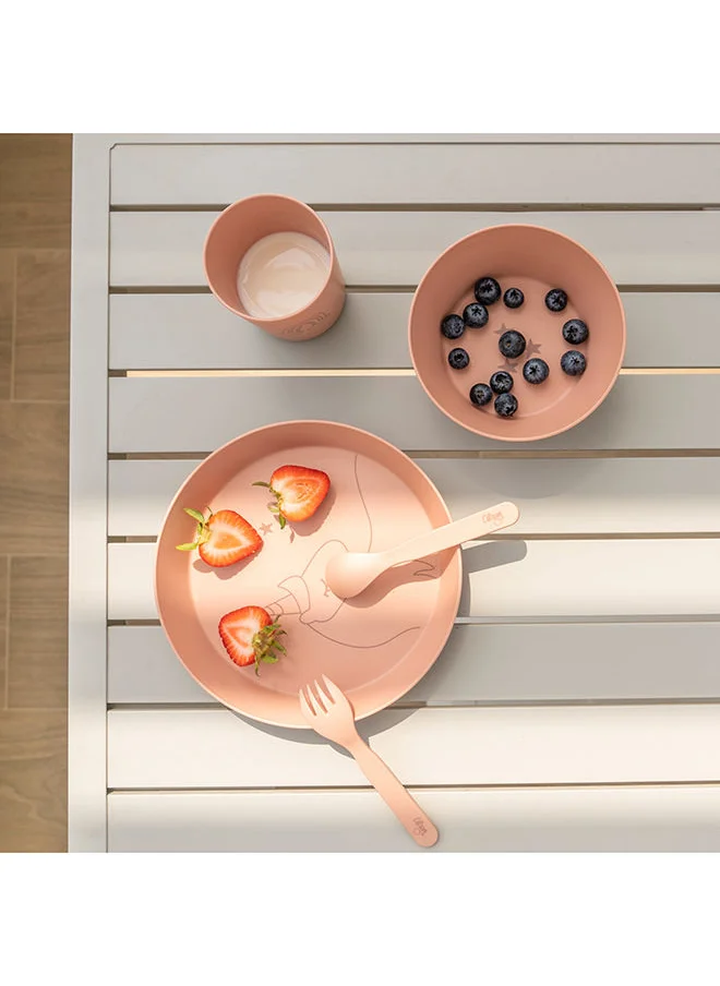 سترون Unbreakable Tableware Set, 100% Organic, Reusable, Biodegradable, Environment Friendly, And Unbreakable - Unicorn Blush Pink