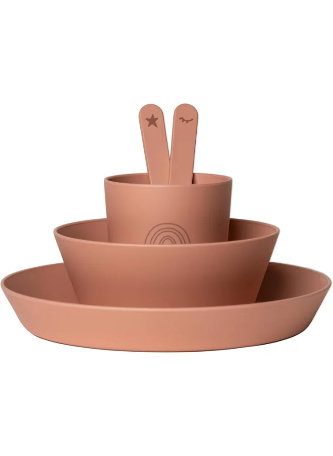 سترون Unbreakable Tableware Set, 100% Organic, Reusable, Biodegradable, Environment Friendly, And Unbreakable - Unicorn Blush Pink
